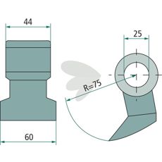 Hammer Knife 44/60mm, hole 25mm