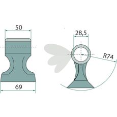 Hammer Knife 50/69mm, hole 28,5mm - 71.904.64