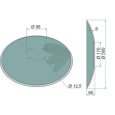 Plate smooth 560x6mm 4 fixed holes