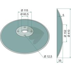 Plate smooth 410x5mm 4 fixed holes