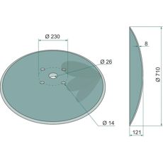 Plate smooth 710x8mm 4 fixed holes
