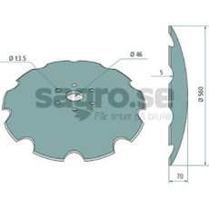 Disc toothed 560x5mm 6 fastening holes