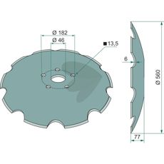 Disc toothed 560x6mm 6 fastening holes