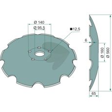 Serrated disc 560 mm Thickness 6 mm