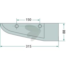 Blade for sugar beet left 88X315mm hole c-c 150mm