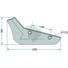 Blade for sugar beet left 180X400mm hole 12.5mm