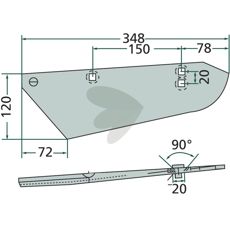Blade for sugar beet right 120X348mm 1513520