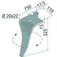 Rotary harrow tooth Right - Kz200001