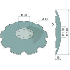 Plate toothed 510x5 mm 6 holes