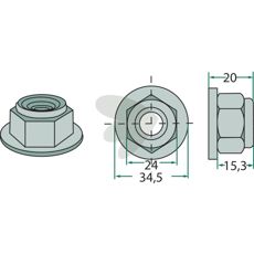 Nut with flange M16x1,5 mm 10.9 - DE223