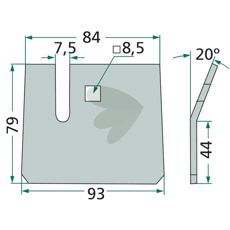 Scraper plate Howard / Kongskilde 93X79mm