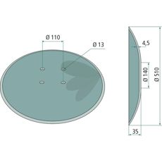 Smooth disc 510 mm Hole circle 110 mm Hole 12 mm