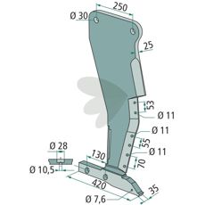 Pin with foot Howard / Kongskilde etc. 71000338207