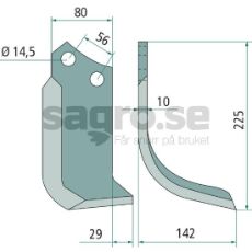 Rotary Tiller Knife  Maschio c-c 56mm hole 14,5mm
