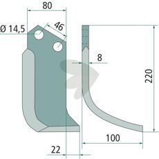 Rotary tiller knife Breviglieri c-c 46mm hole 14.5mm