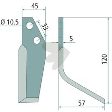 Rotary tiller knife Goldoni c-c 33mm hole 10.5mm