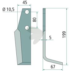 Rotary tiller knife Goldoni c-c 80mm hole 10.5mm