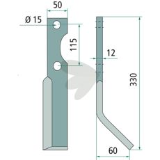 Rotary Tiller Blade Forigo-Roteritalia c-c 115mm hole 15mm