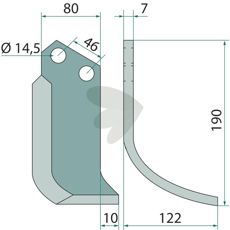 Rotary Tiller Blade Forigo-Roteritalia c-c 46mm hole 14.5mm
