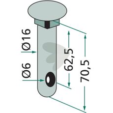 Bolt Agromet and others 70X16mm hole 6mm