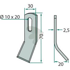 Y-blade Lipco, Agria hole 10X20mm
