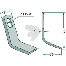 Y-blade Agritec hole 11X20mm