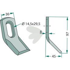 Y-blade Bomford, McConnel, S.M.A. hole 14.5X35mm