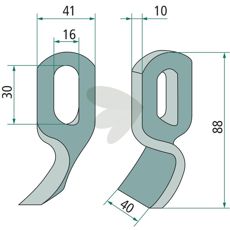 Y-blade Bomford hole 30X16mm