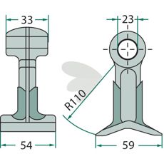 Hammer blade 33/54mm, hole 23mm