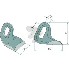 Hammer blade 57mm, hole 15.5X42mm - 02.902.01
