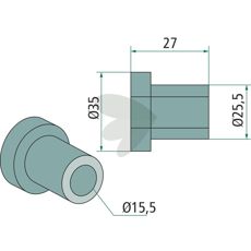 Bushing for Bomford and others 35X17mm hole 15.5mm