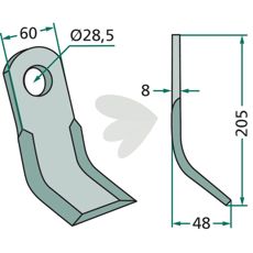 Y-tine for Berti 28.5mm 205mm