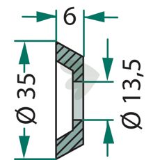 Washer with countersunk hole,  35x6x 13.5 mm