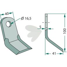 Y-tine for Dragone 40X100mm, hole 16.5mm