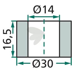 Bushing for beaters Dücker etc. 16.5X30mm hole 14mm