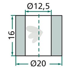 Bushing for beaters Dcker etc. 16X20mm hole 12.5mm