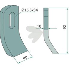 Beater knife Epoke, Turner hole 15.5X34 mm