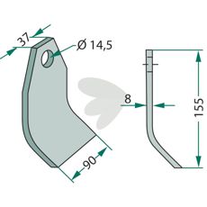 Beater knife Falc hole 14.5 mm