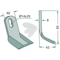 Y-beater 40X85mm hole 14X29mm