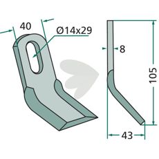 Y-beater 40X105mm hole 14X29mm