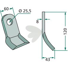 Y-beater Ferri 60X120mm, hole 25.5mm