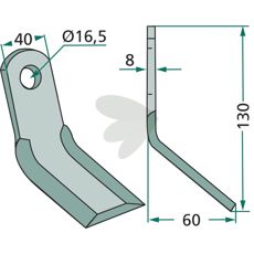 Y-beater Ferri 40X130mm, hole 16.5mm - 901129