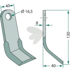 Y-beater Ferri 40X130mm, hole 16.5mm - 901146
