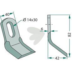Y-beater Ferri 40X82mm, hole 14X30mm