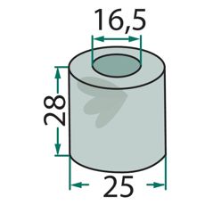 Bushing for beater Agrimaster etc. 28X25mm hole 16.5mm