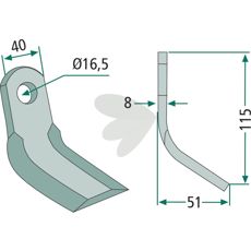 Y-groove Agricom, Celli hole 16.5mm