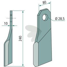 Chopper knife left Gilbers hole 28.5mm