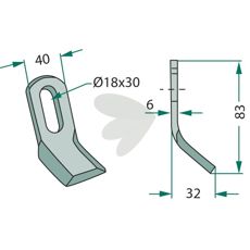Y-blade Howard / Kongskilde hole 18X30mm