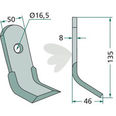 Y-blade Humus 50X135mm, hole 16.5mm - 22492376