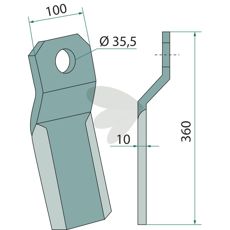 Impact knife thickness = 10 mm